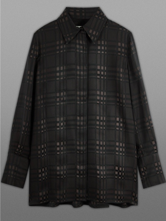 COS Tops - COS Runway Collection Sheer Checked Button-Up Jacquard Shirt size 6
